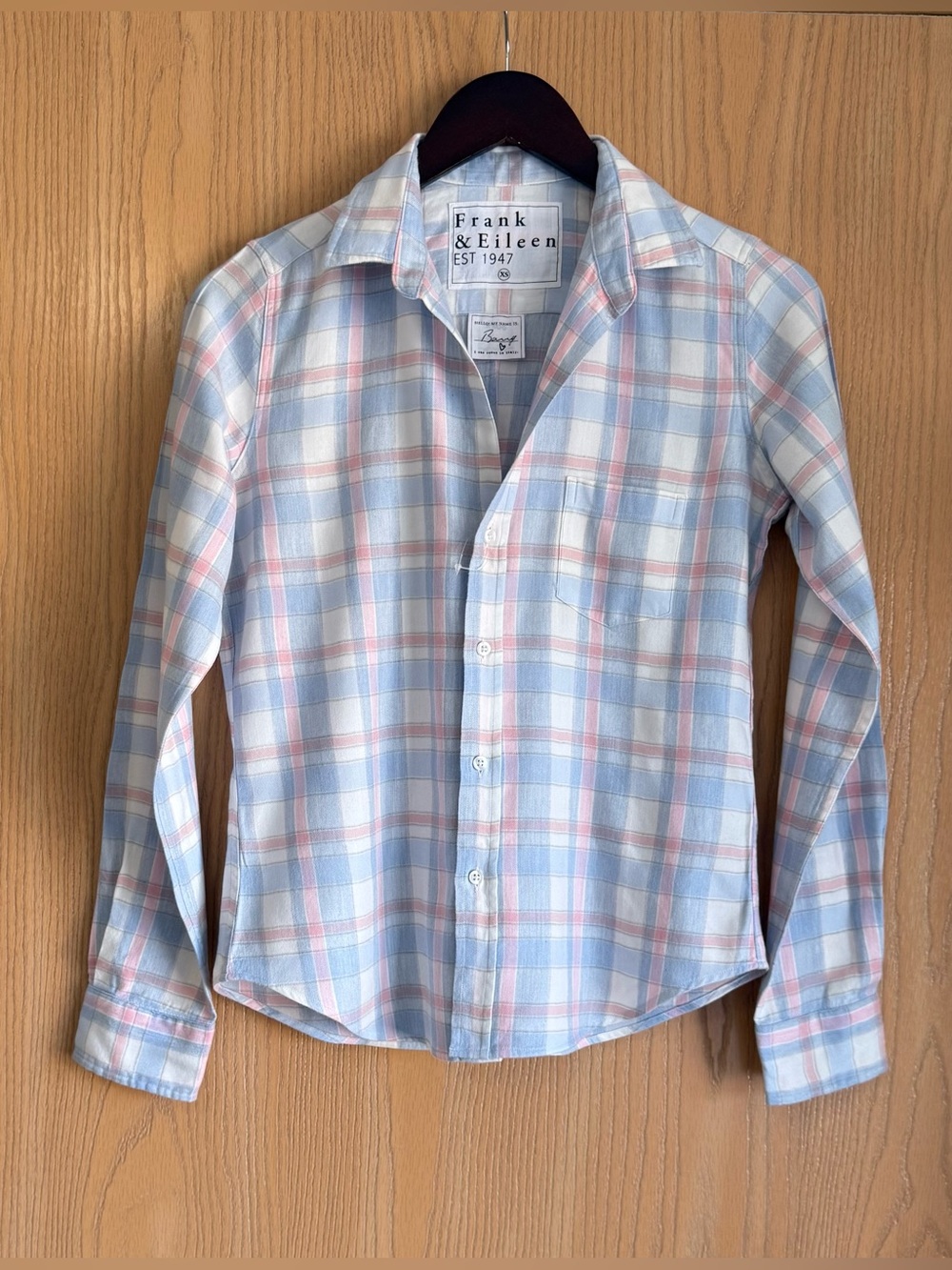 Frank & Eileen | SZ XS | Blue Pink Plaid Barry Shirt Brushed Cotton Lyocell NWOT